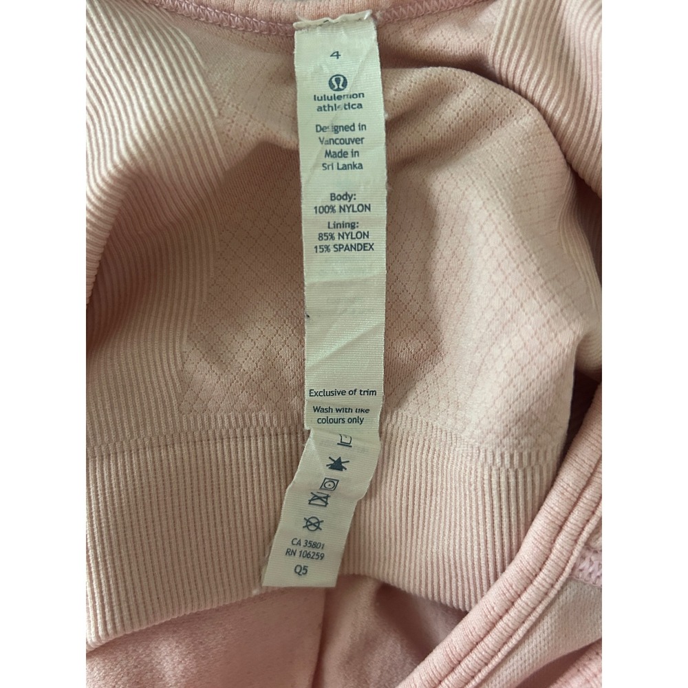 Lululemon Ebb to Street Tank Top Pink Size 4 Padded Shelf Bra Ribbed Seamless - Picture 4 of 5